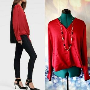 DKNY Twist Front V-neck Hi-Low Top